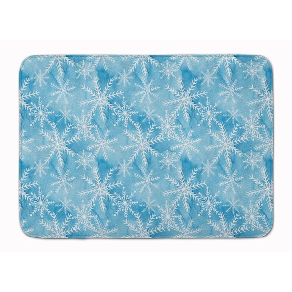 Jensendistributionservices Watercolor Snowflake on Blue Machine Washable Memory Foam Mat MI2550806 - main